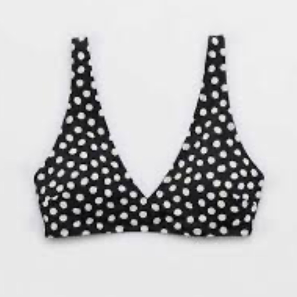 Aerie Black and White Polka Dot Bikini Top - Medium